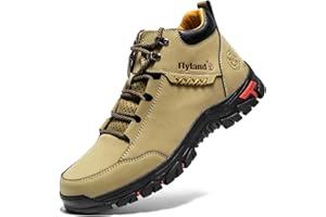 FLYLAND Men's Casual Leather Shoes Chukka Ankle Boots Handmade Fashion Shoes Non Slip Breathable Comfortable Mid Top for Driving Walking Outdoor