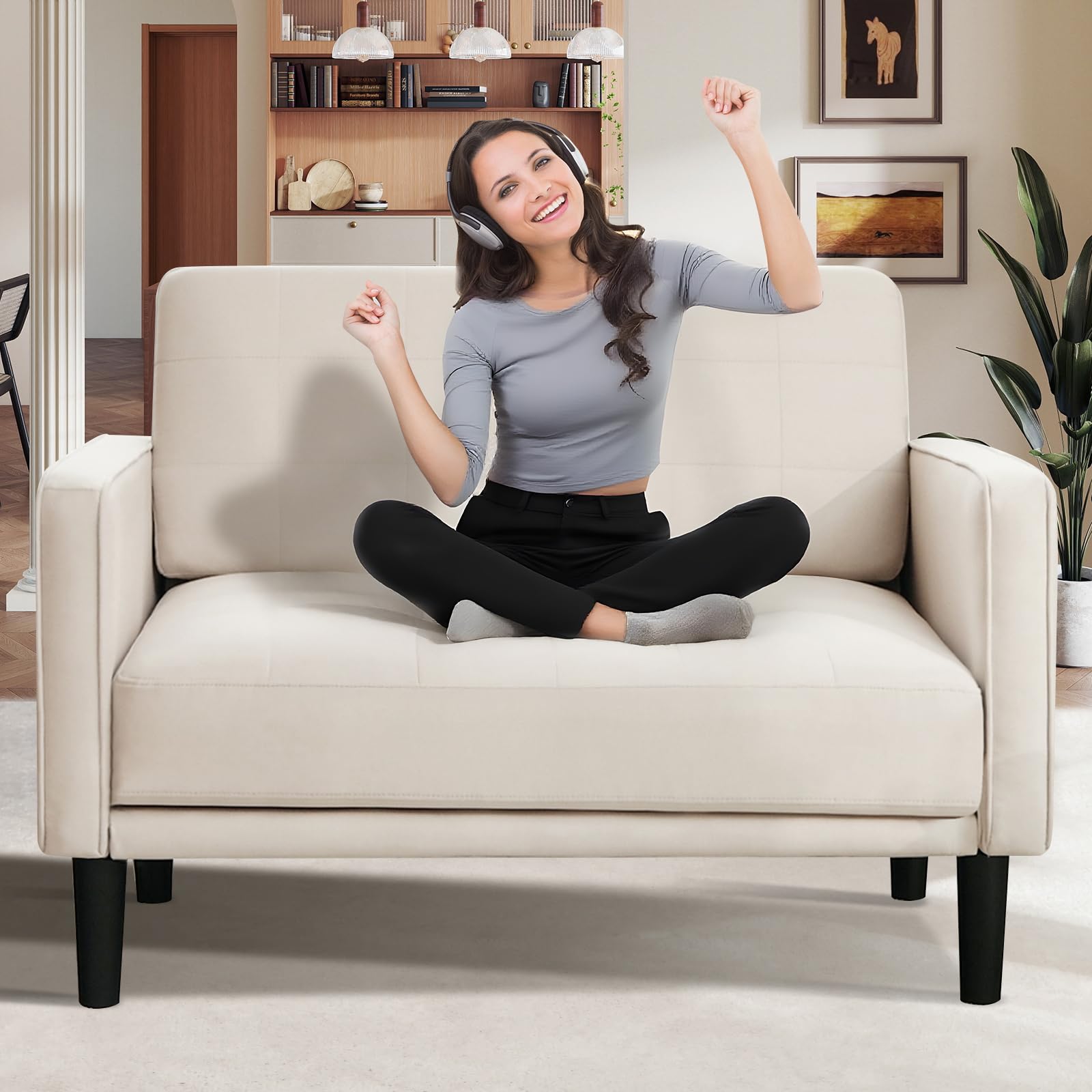 Photo 1 of *** partial set parts only missing other unknown boxes***
COUCHOICE 45" Beige Comfy Loveseat Sofa for Small Spaces, Small Sofa with Removable Washable Cover, High Density Foam Cushions, Solid Wood Frame, Ideal for Apartments, Easy to Assemble