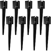 CRIZTA 8 Pcs 36" Heavy Duty 4x4 Fence Post Anchor Ground Spike Metal Black Powder Coated - Mailbox Post Anchors. Length: 36 inches, Outer Dimension: 4” x 4” (Fit 3.5” x 3.5” Square Wood Post)