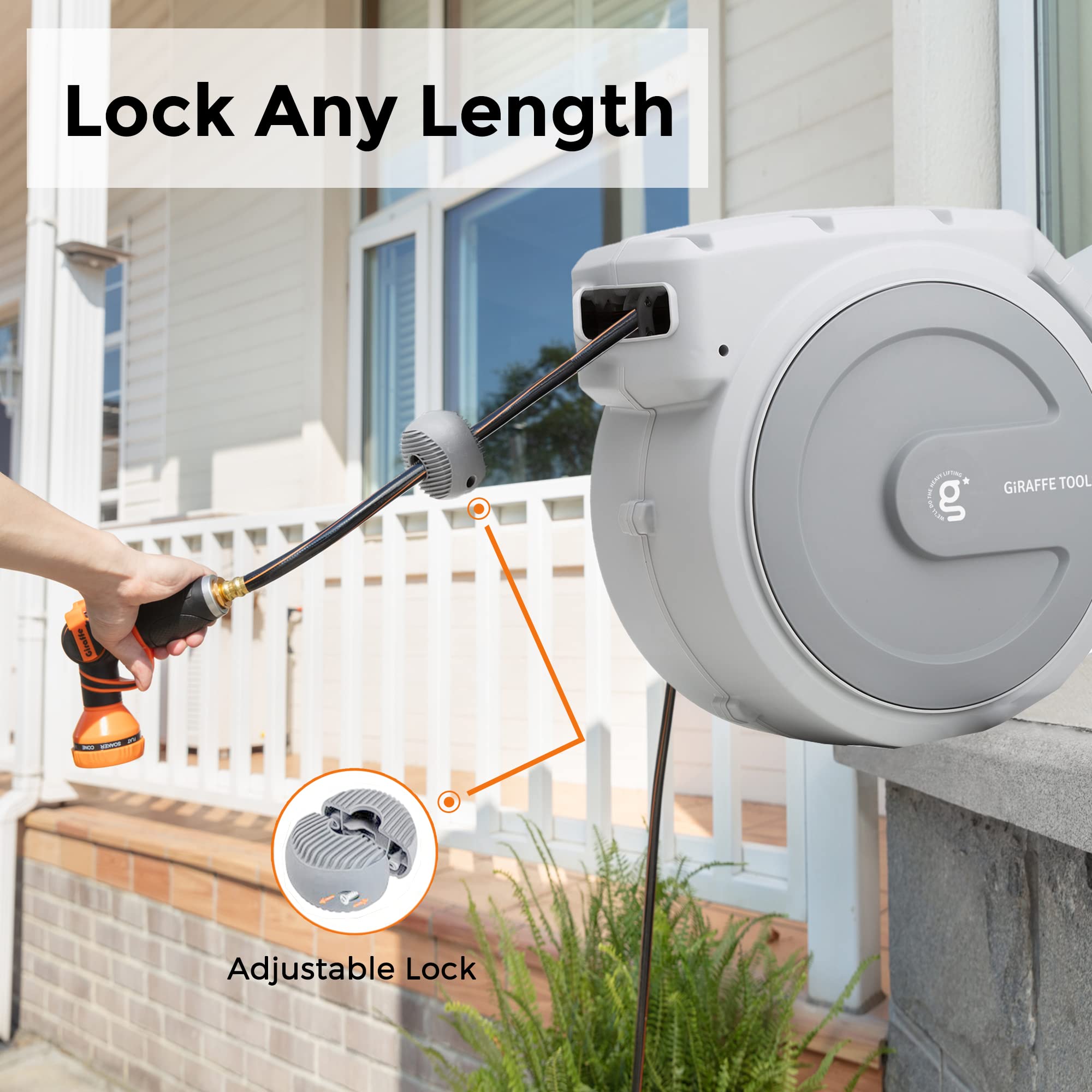 Giraffe Tools AW401/2QS Retractable Garden Hose Reel 1/2