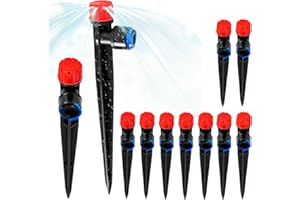 YAIRMIS 10PCS 1/4 inch Tubing Drip Irrigation Vortex Emitters,360 Degree Drip Emitter Sprayer with Stake, Irrigation Dripper Sprinklers for Drip Irrigation System.