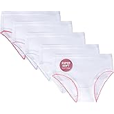 Feathers Solid White Snug Tagless Super Soft Cotton Underwear - Girls Underwear Briefs Panties 5-Pack (Multicolor)