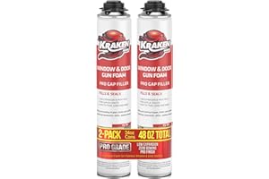 Kraken Bond Window & Door Expanding Foam Sealant - (2x24oz) Professional Gap Filling Gun Use Polyurethane Spray Foam, Low Expansion Waterproof Gap Filler, Gun&Cleaner NOT Included - 2 Pack