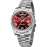 NIBOSI Men's Watches Analog Quartz Diamond Bezel Stainless Steel Dial Rose Gold Silver Watches for Men Waterproof Business Classic Dress Wrist Watch with Day Date