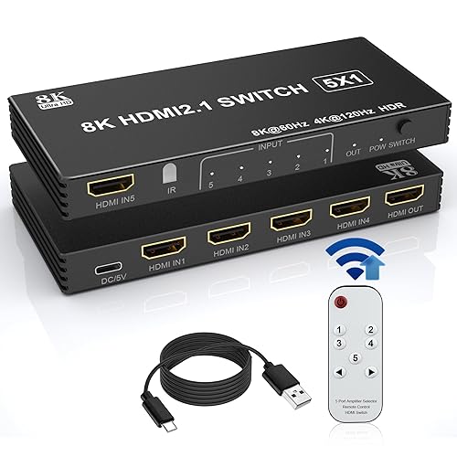 4K 120Hz HDMI Switch 8K HDMI Splitter with Remote in Out