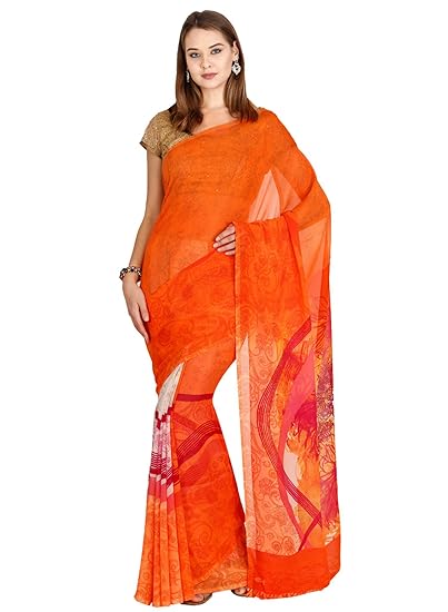 Faux Georgette Saree - Multicolor - (CCMYSY7048)