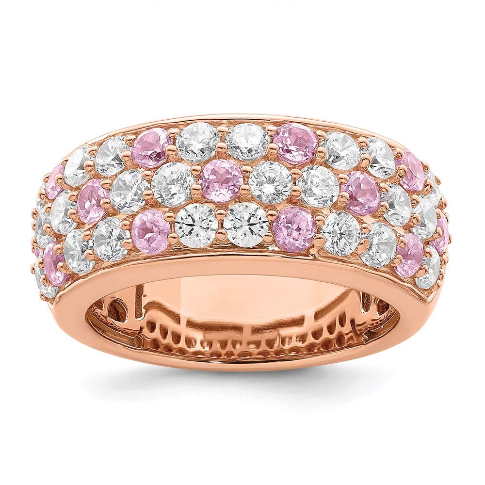 Solid 14k Rose Gold Lab Grown Diamond and Pink Sapphire Fashion Wedding Ring (1.56 cttw.)
