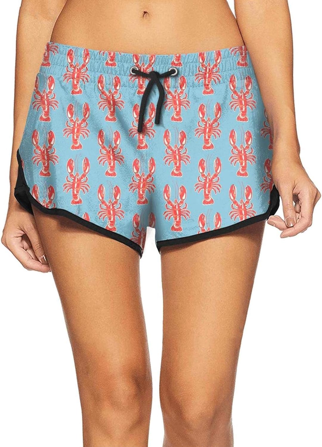 Red Lobster Blue Pattern Fashion Travel Vacation Board Shorts for Women