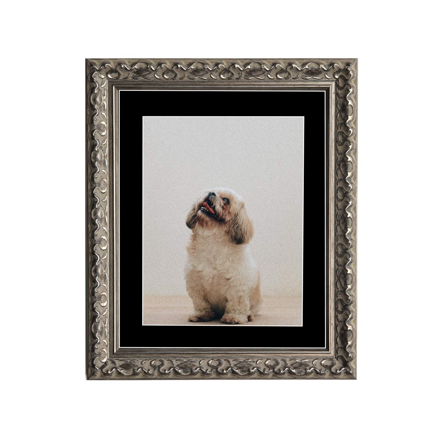 Tailored Frames Vienna Silver 24" X 20" Frame for 20" X 16" Picture | Rustic Style Vintage Single Picture Frame | Wall Hanging Type | Photo Frame with Black Mount