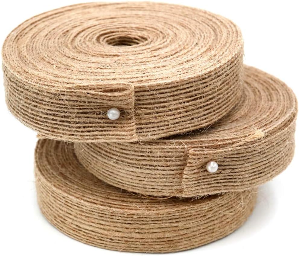 Jute Ribbon,3 PCS Jute Burlap Ribbon for Gift Wrapping and Crafts,30M