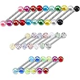 Hufopik 23pcs 14G Mix-Color Stainless Steel Straight Barbell Tongue Rings Bars Piercing 5/8" Length Acrylic Glow In Dark Flexible Retainer Body Jewelry For Women Men