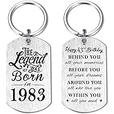 Yobent 43rd Birthday Gifts for Men 1983, Happy 43rd Birthday Keychain, 43 Year Old Bday Gifts for Women, The Legend was Born in 1983