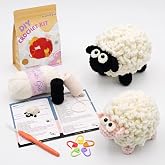 Seventh Girl Crochet Kit for Beginners, Crochet Starter Kits for 2PCS Sheep | Animal Craft Kit for Adults with Step-by-Step Video, Hook &amp; Extra Yarn, Home Decor, Crochet Gift for Women, Hobbies for Adult