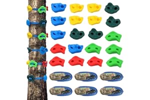 X XBEN 20 Rock Climbing Holds and 6 Ratchet Strap for Kids/Adult Climber, Build Rock Climbing Wall Grips, Ninja Tree Climbing Kit for Indoor and Outdoor Jungle Gym Playground