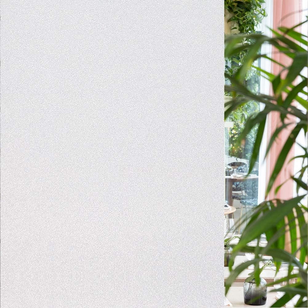 Window Film, Static Cling Non-Adhesive Blackout Sun Blocking Removable Decorative Frosted Privacy Film for Glass Windows 17.7x78.7 Inch