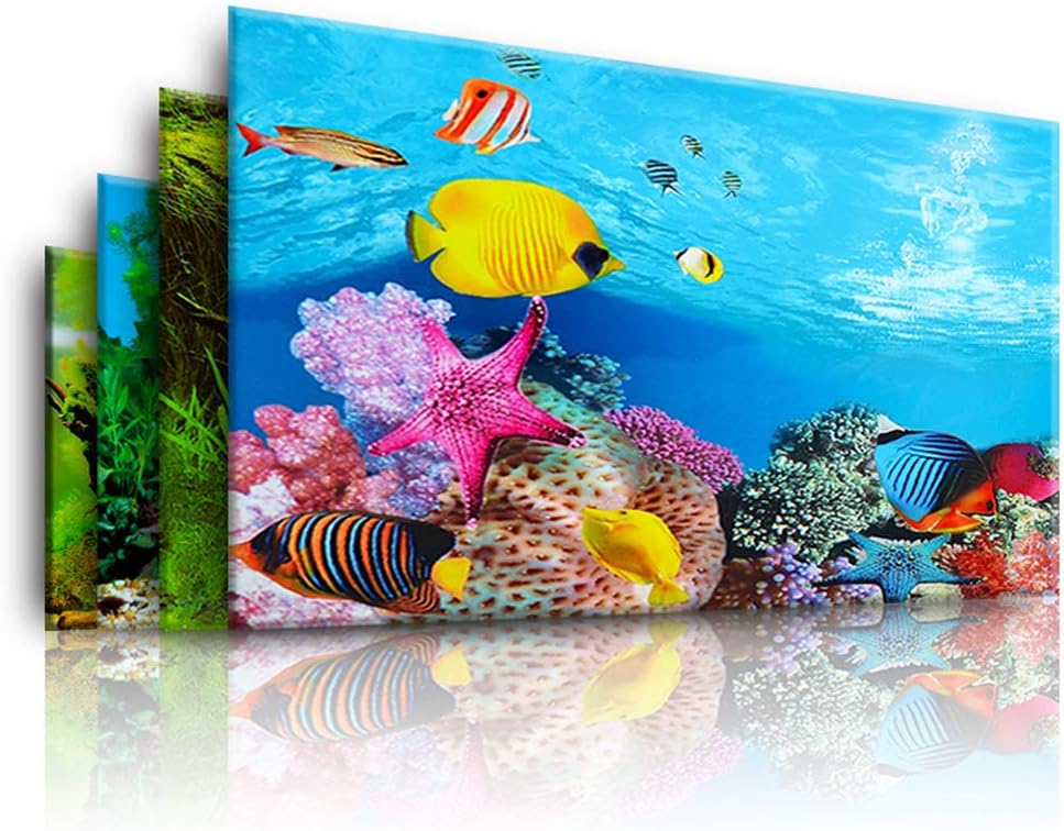LLtidmsWL Aquarium Background Poster Ocean Self-Adhesive Fish Tank Backdrop Sticker Decor Random Color(4062cm)