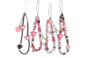 cioatu 4 Pieces Cute Phone Charms Beaded Phone Strap Aesthetic Y2K Cell Phone Keychain Cute Bear Butterfly Heart Cool Phone Charm for Phone Bag Keychain Airpods Camera Pendants Decor