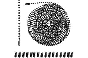 HXJFGDM 120-Inch Stainless Steel Ceiling Fan Pull Chain Extension Kit - Adjustable Bead Chain with 16 Connectors for Light Fi