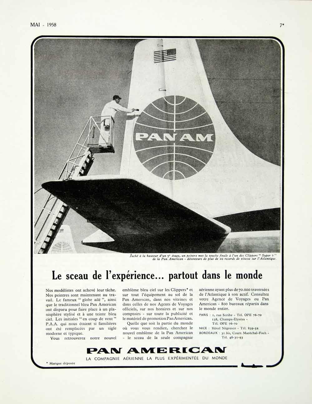 1958 Ad Pan American World Airways Airline French Tail Travel Logo Advertisement Original Print Ad Amazon Co Uk Kitchen Home