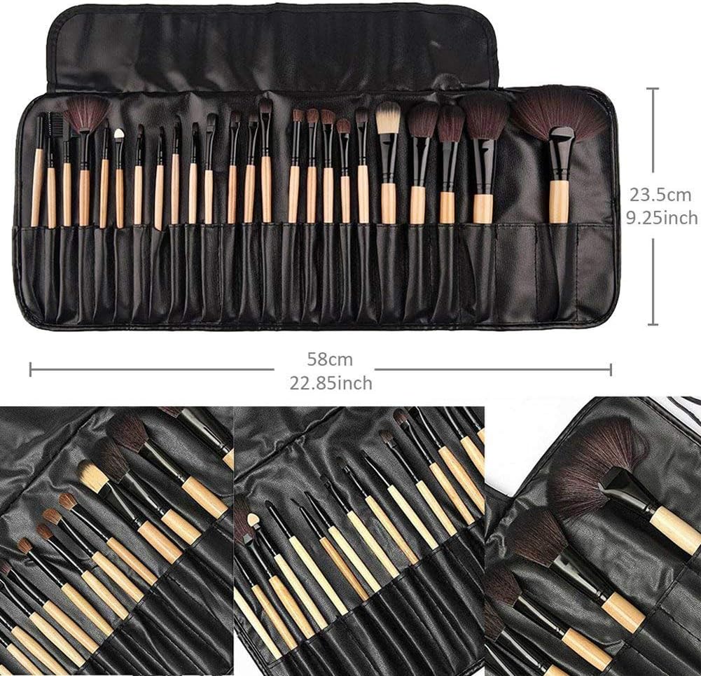 Makeup Brushes Set 24pcs Natural Hair Synthetic Wood Handle Cadrim Professional Makeup Brush Set Foundation Powder Blush Blending Shading Eyeshadow Concealers Cosmetic Brushes Kit Travel Makeup Brush - Image 5