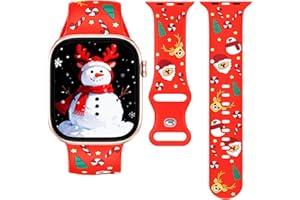 Goton for Christmas Apple Watch Band 46mm 42mm 44mm 40mm 41mm 45mm 49mm 38mm Women, Soft Silicone Strap Loop, Holiday Wristba