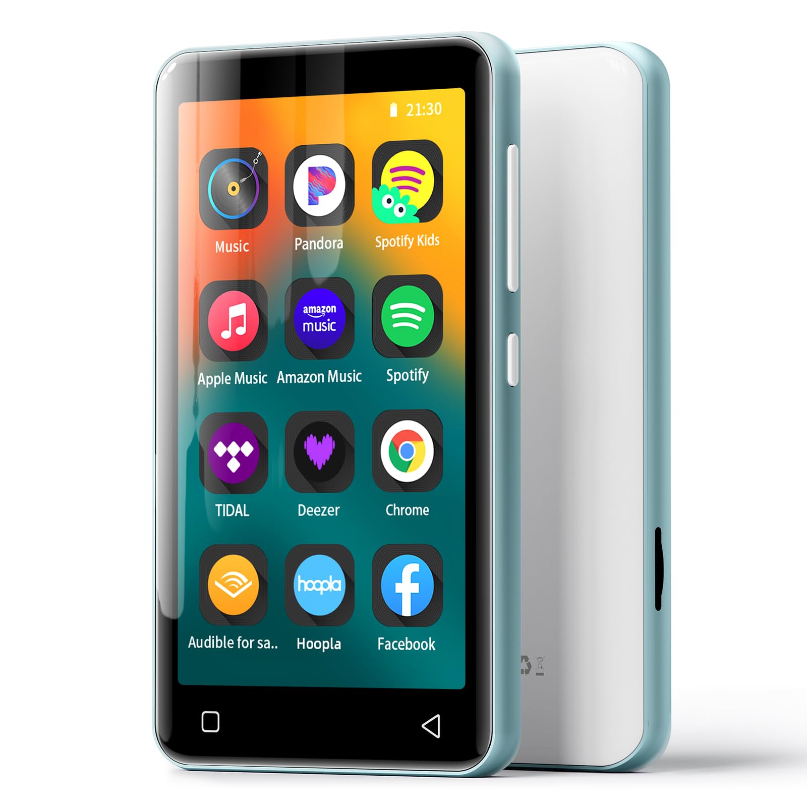 innioasis 80GB MP3 Player with Bluetooth and wifi, MP3 Player for Kids with Spotify, Spotify Kids, Pandora, Audible, 4.0" Touch Screen Music Player with Parental Controls, Up to 1TB (White+ Sky-blue)