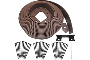 GADENGPLUS No Dig Landscape Edging,Flower Bed Edging Lawn Edging Garden Edging Border No Dig, Landscaping Border Rubber Edging Wild Flower Garden Border Yard Edging Borders （60Feet-Brown）