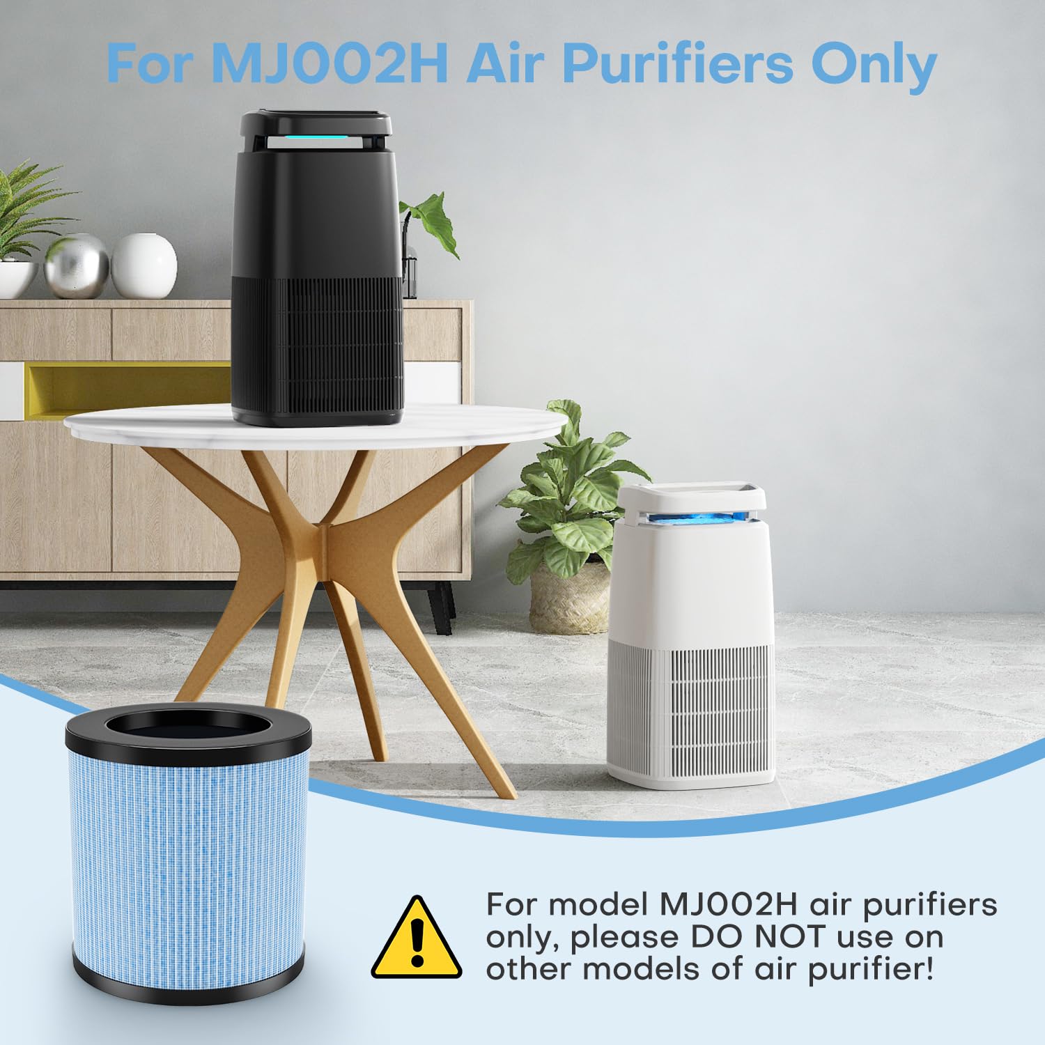 POMORON OFFICIAL MJ002H Replacement Filter, 4-Stage Filtration, High Efficiency HEPA Filter, Activated Carbon, Multi-Layer Filter, FOR MODEL MJ002H Air Purifier, MJ002H-RF(2 Pack)