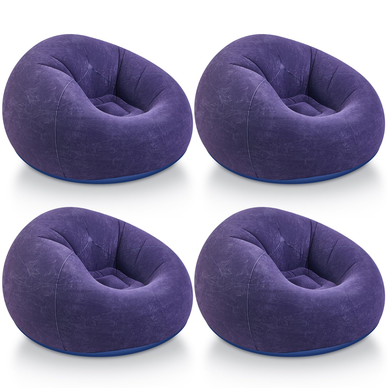 Photo 1 of Realspring Inflatable Bean Bag Chairs Outdoor Blow up Camping Chairs Inflatable Lazy Sofa Folding Portable Bean Bag Loungers Couch for Movie Night(Blue,4 Pcs)