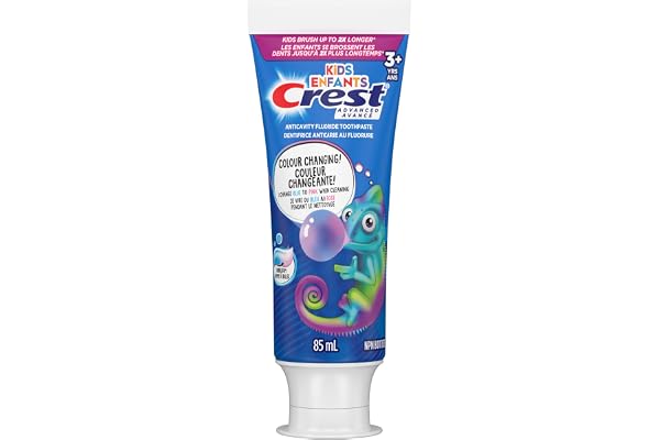 Crest Kid's Advanced Colour Changing Toothpaste, Bubblegum Flavour, Anticavity Fluoride Toothpaste for Children, 85 mL