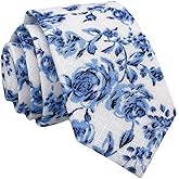 Kebocis Mens Skinny Cotton Floral Necktie Thin Tie for Men
