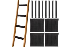 SANJHFF 4 Pcs Bunk Bed Ladder Pads,with 8 Adjustable Hook & Loop Straps,Bunk Bed Ladder Cover,Ladder Step Pads Loft Bed, Suitable for Safe and Comfortable Climbing,10x10 Inch (Ladder Not Included)