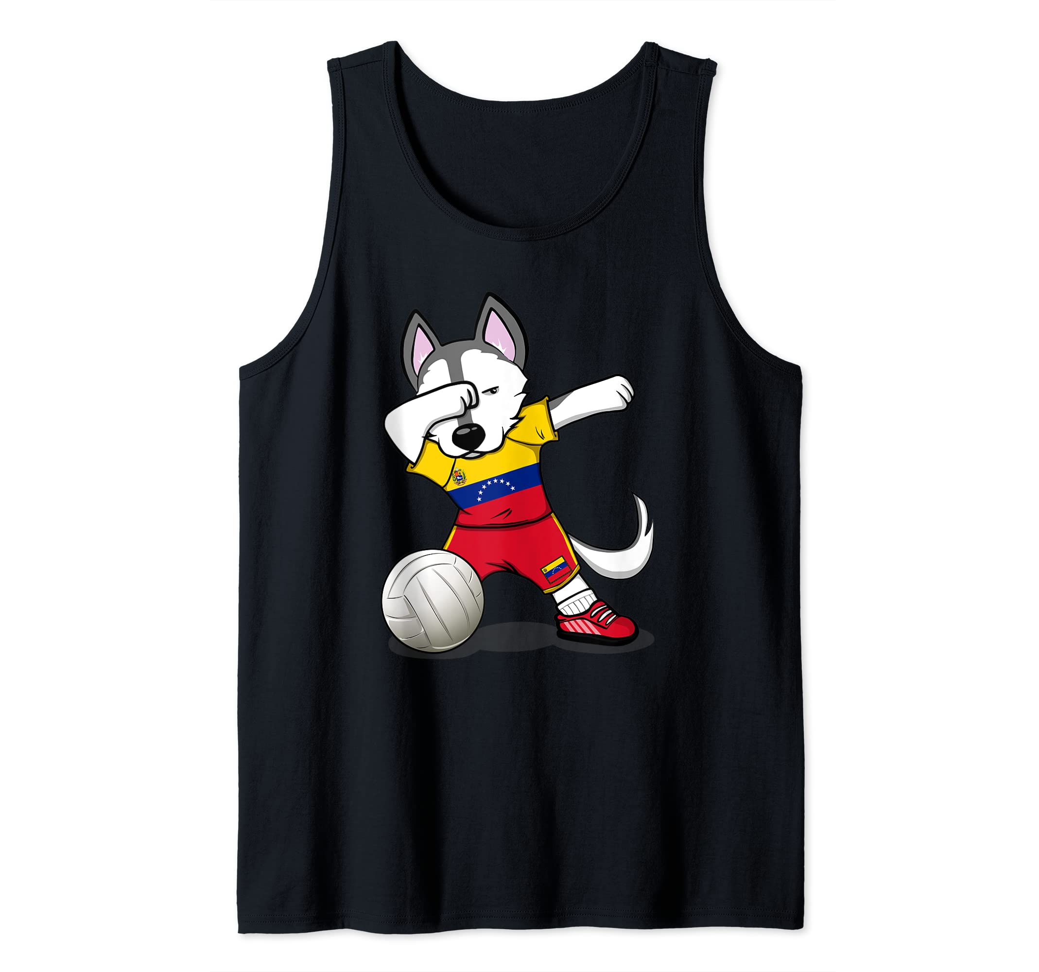 Dabbing Husky Dog Venezuela Volleyball Fan Jersey Flag Sport Tank Top