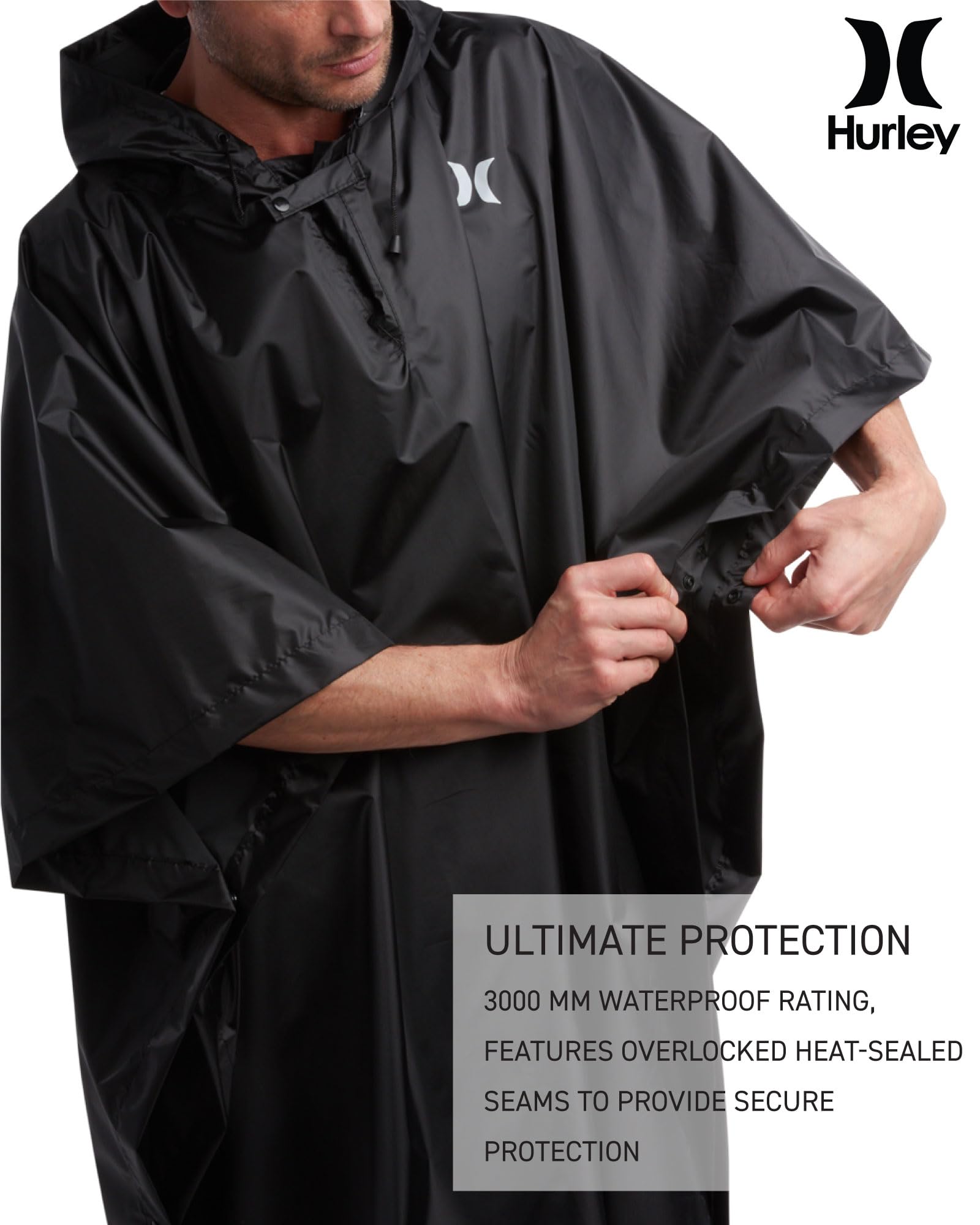 Hurley Ponchos Adult - Waterproof Rain Ponchos for Adults, Lightweight Packable Rain Poncho for Hiking, Camping & Emergency