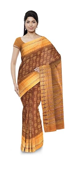 BOYANIKA Womens Sambalpuri Cotton Saree (boyanika 32_Off Bronze)