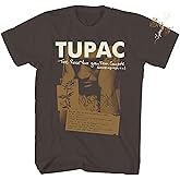 2Bhip Tupac The Rose that Grew from Concrete Autobiographical T Shirt | Officially Licensed Tupac Shakur Tee, Distressed Vintage Style Graphic, Crewneck Cotton, Unisex Men Women, Brown, 90s Hip Hop
