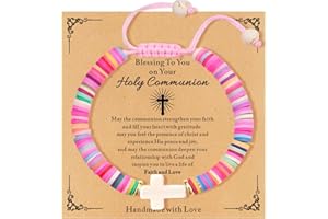 TOLOWOBK First Communion Gifts for Girls, Religious Gifts 1st Holy Communion Bracelets Decorations Catholic Gifts Cross Bracelet Rosary Faith Bracelets for Kids Daughter Granddaughter Niece Sister
