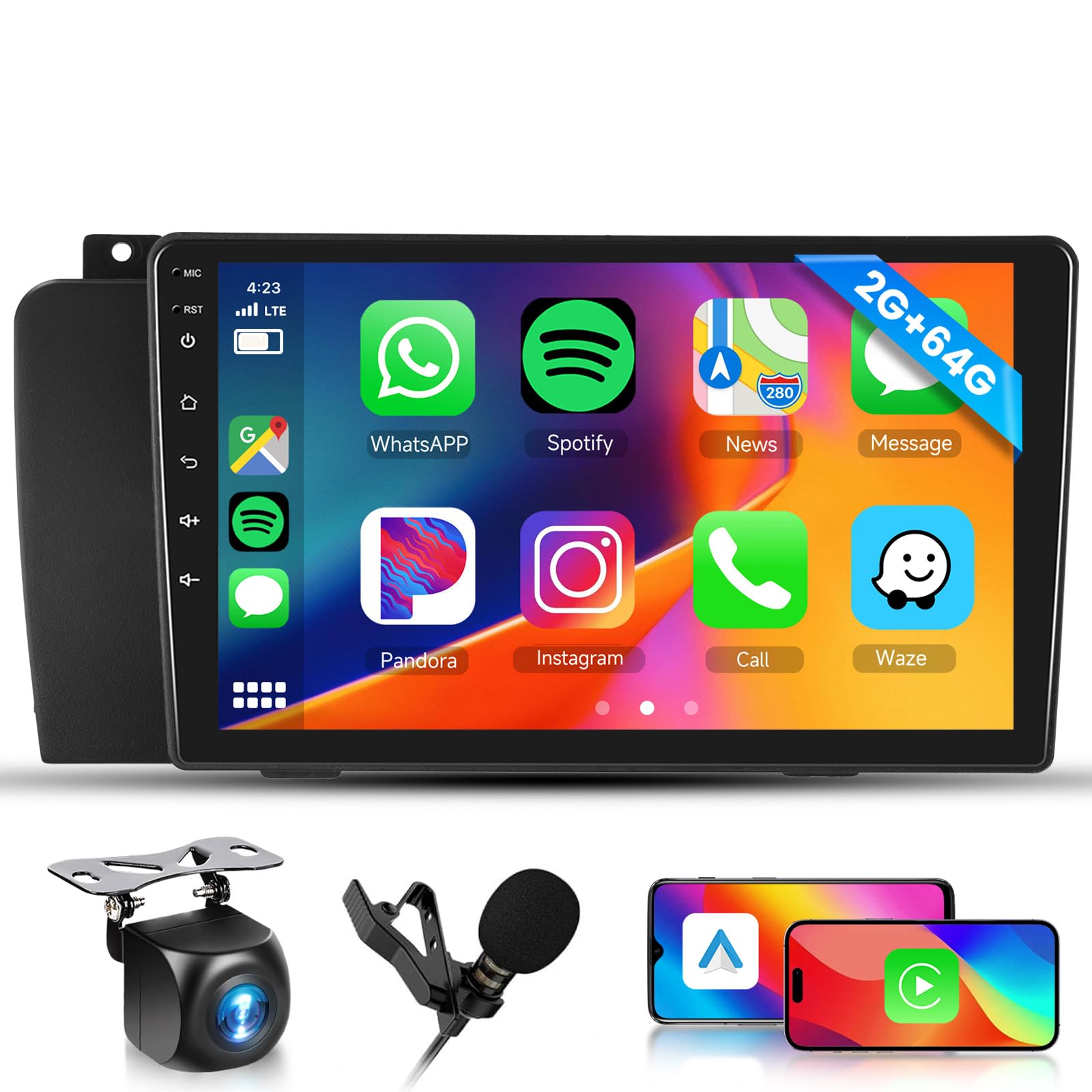 Photo 1 of [2GB+64GB] Android Car Stereo for Volvo XC70/V70/S60 2004-2007 Head Unit, Wireless Carplay Android Auto Mirror Link, 9 Inch Touch Screen Car Radio GPS,Bluetooth, WiFi, FM RDS Radio,BT/SWC/EQ