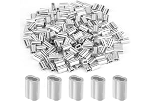 YAMASO 200pcs 1/16" Aluminum Crimping Loop Sleeve, Cable Ferrule Wire Rope Sleeves Loop Sleeve