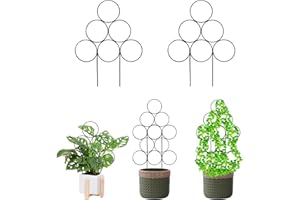 MIJAYENV 15.7 Inch Plant Trellis Indoor for Potted Plants 2 Pack Indoor Plant Trellis for Climbing Plants Stackable Houseplant Trellis Metal Garden Pot Trellis for Vine Ivy Support(15.7inch Black)
