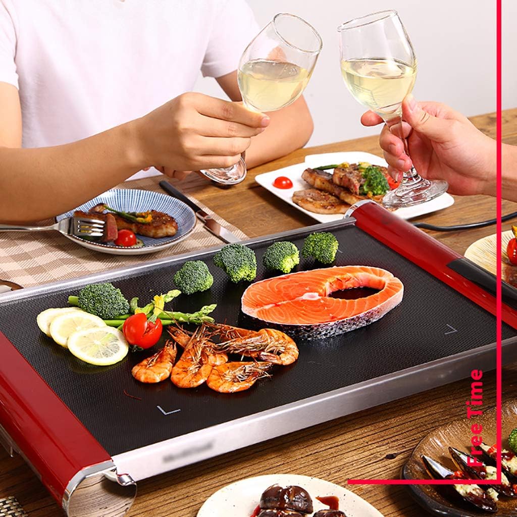 review Electric Teppanyaki Table Top Grill, Microcrystalline Glass Panel, Smart Touch, Anti-scald Stainless Steel Edge Protection