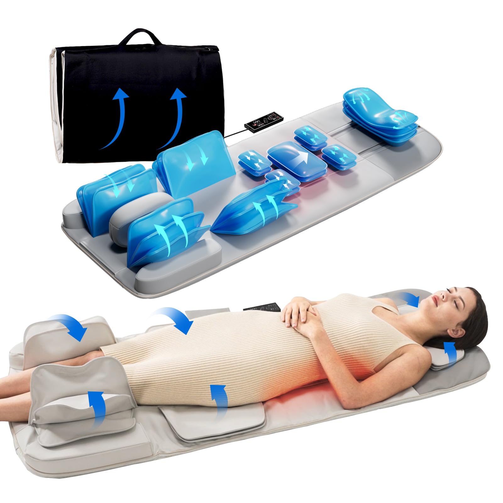 Photo 1 of HMMSYLVA Full Body Massage Mat with Heat and Stretching, Back & Waist Heat,Massager Mattress for Relaxation & Relief Stress, 4 Modes 3 Intensities, Quiet & Foldable for Daily Relax