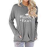 Nlife Mama Bear Mothers Day Shirt for Gifts Moms Graphic Tees with Sayings Womens Tshirts Tops