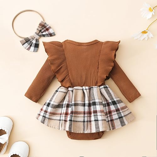 brown dress 18 months Chocolate Brown Sleeve and Neck Gathered Dress — Cotton Girls Dress main image 0