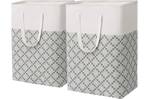 CherryNow Large Laundry Basket, Dirty Clothes Hamper for Bedroom, Dorm, Folding Laundry Baskets for Family, Collapsible Laundry Baskets 2 Pack, 75L, Grey