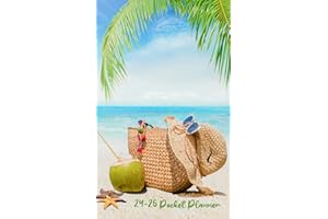 Pocket Planner 2024-2025: 24 Months Monthly Appointment Book Small Size from JANUARY to DECEMBER / 2 Years Personalized Plan & Organizer Schedule for Purse with Summer Beach Cover