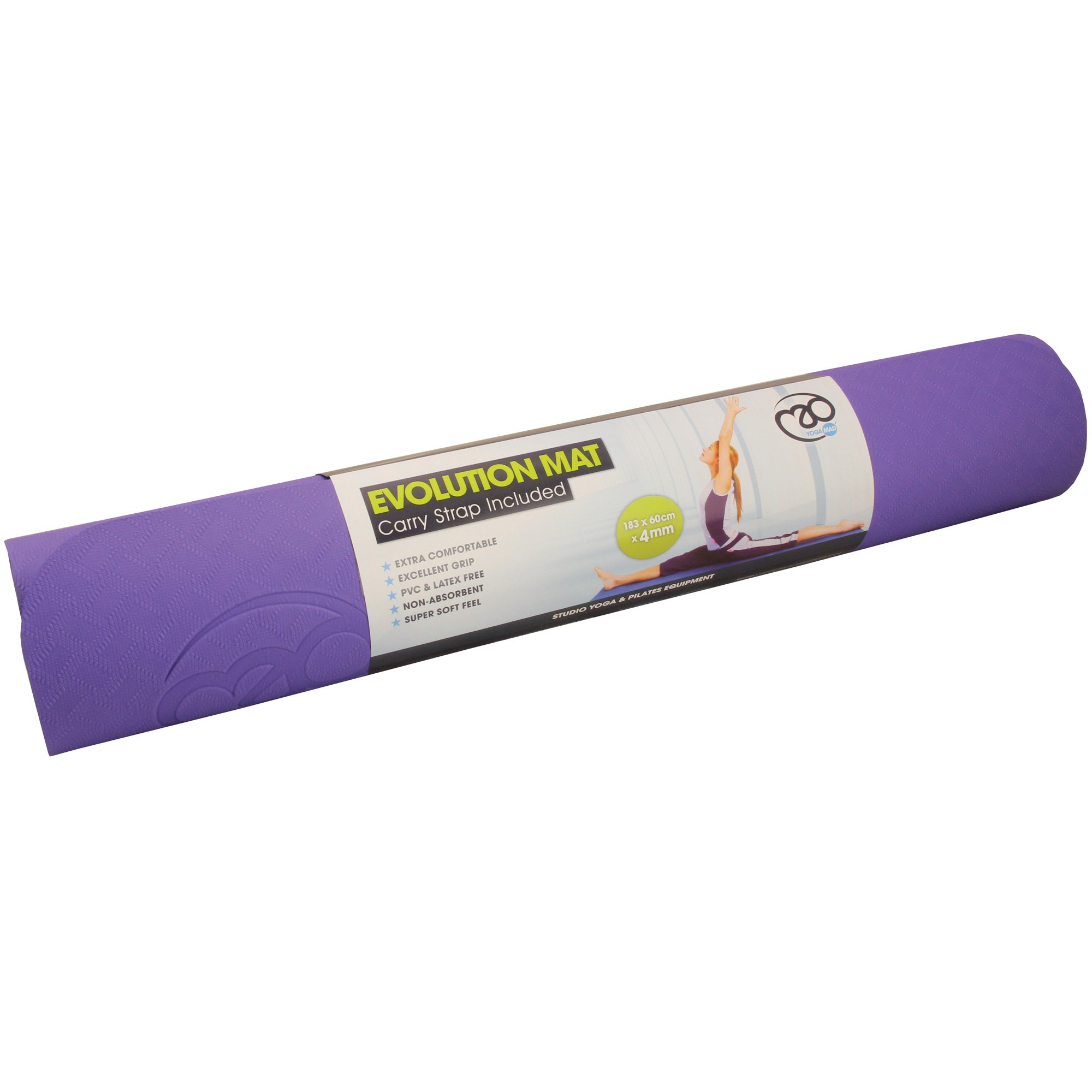 Yoga Mad Unisex Adult Evolution Yoga Mat - Purple/Grey, 4 mm