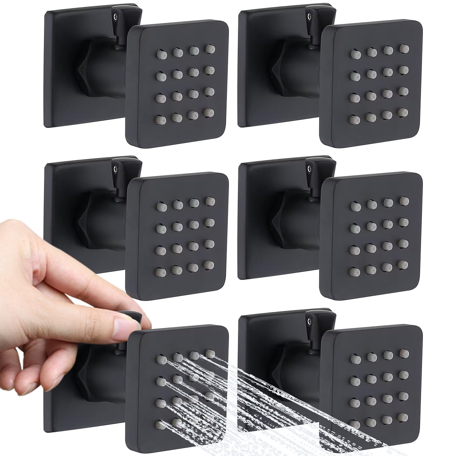 Photo 1 of Backnets Solid Brass Shower Body Spray with On Off Switch Massage Square Body Jets Wall Mount, Rotating Matte Black Body Sprayers NPT 1/2” Female, Flow Can Be Controlled