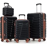 GettBetter 4Pc Hardside Lightweight Luggage Set Spinner TSA Lock PC 14-28in | Hardshell suitcase set, spinner wheels, TSA lock, SBS zippers, expandable carry-on &amp; checked luggage, wet-dry interior