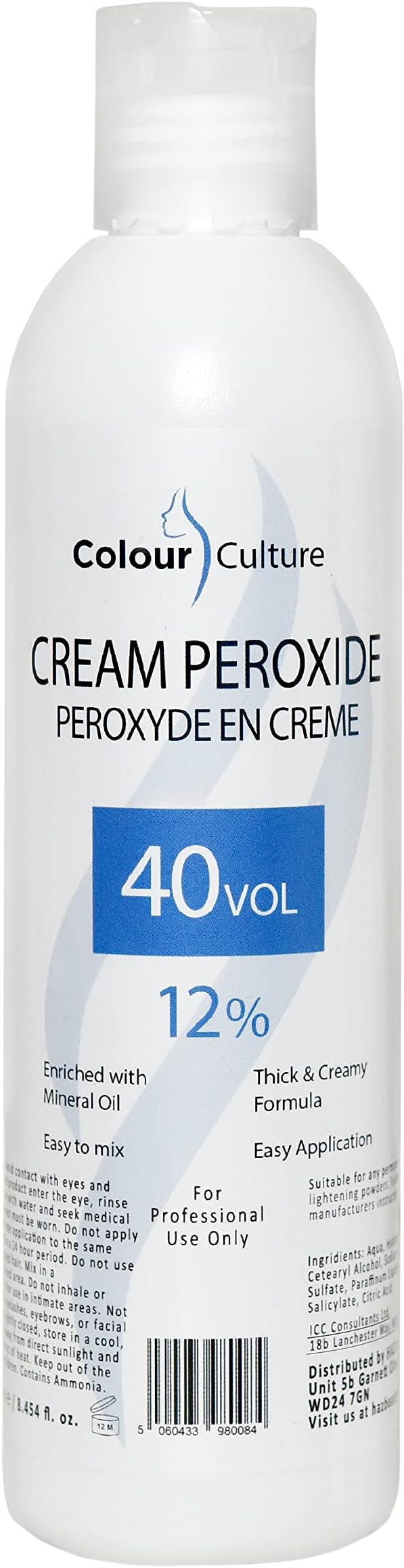 Colour Culture Cream Peroxide 12% 40 Volume 250ml Hair Bleach Developer